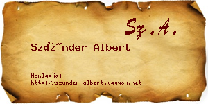 Szünder Albert névjegykártya